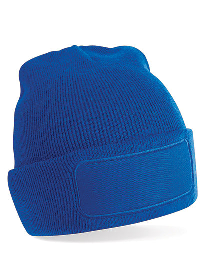 Beanie aus Polyacryl mit Baumwoll-Twill-Aufnäher von Beechfield – Produkt- und Farbansicht für Textildruck und Stickerei