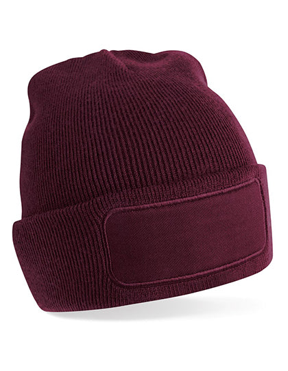 Beanie aus Polyacryl mit Baumwoll-Twill-Aufnäher von Beechfield – Produkt- und Farbansicht für Textildruck und Stickerei