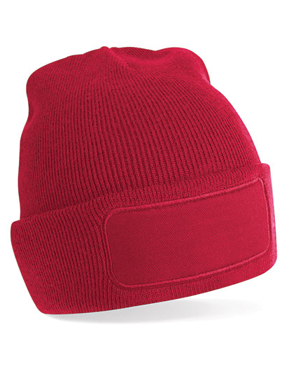 Beanie aus Polyacryl mit Baumwoll-Twill-Aufnäher von Beechfield – Produkt- und Farbansicht für Textildruck und Stickerei