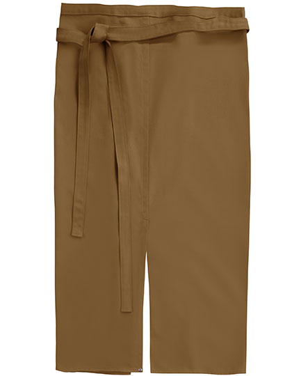 CG Workwear Slit Apron Milano 80 x 100 cm in Caramel – mit Firmenlogo individualisierbar