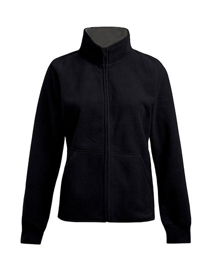 Promodoro Women´s Double Fleece Jacket in Black/Light Grey (Solid) – mit Firmenlogo individualisierbar