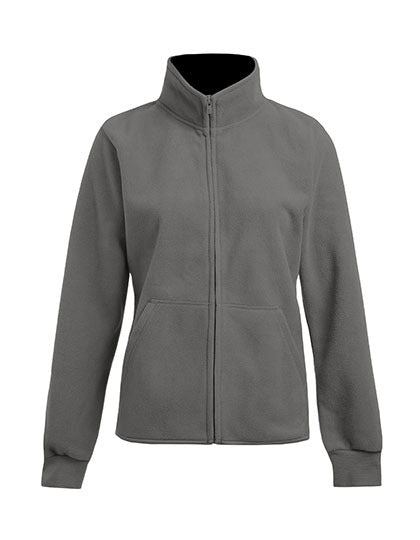 Promodoro Women´s Double Fleece Jacket in Light Grey (Solid)/Black – mit Firmenlogo individualisierbar
