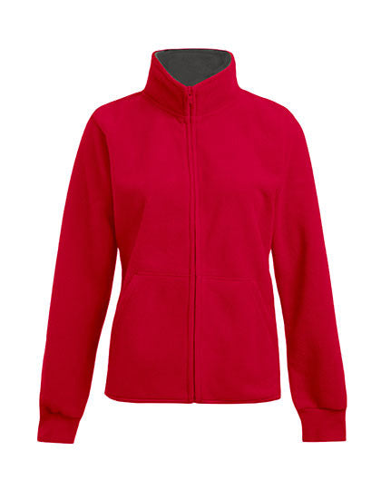 Promodoro Women´s Double Fleece Jacket in Red/Light Grey (Solid) – mit Firmenlogo individualisierbar