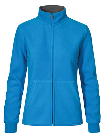 Promodoro Women´s Double Fleece Jacket in Turquoise/Light Grey (Solid) – mit Firmenlogo individualisierbar