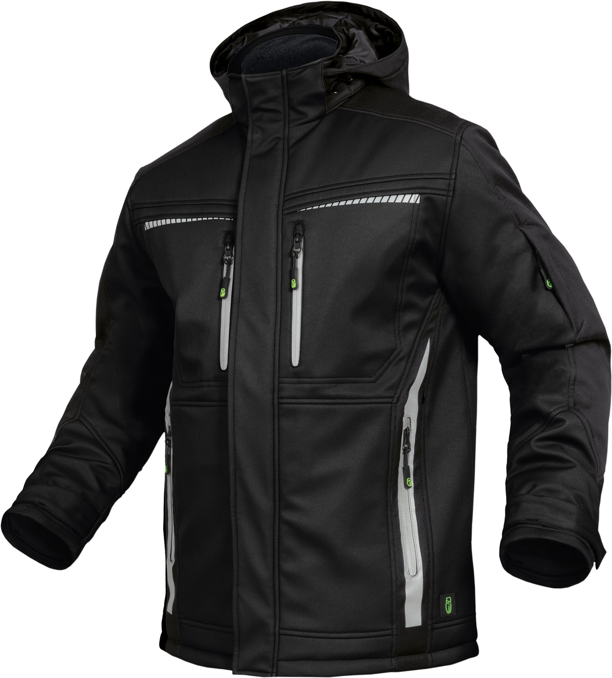 Softshelljacke mit einer TPU-Membran und Mikrofleece-Innenfutter von Leibwächter – Produkt- und Farbansicht für Textildruck und Stickerei