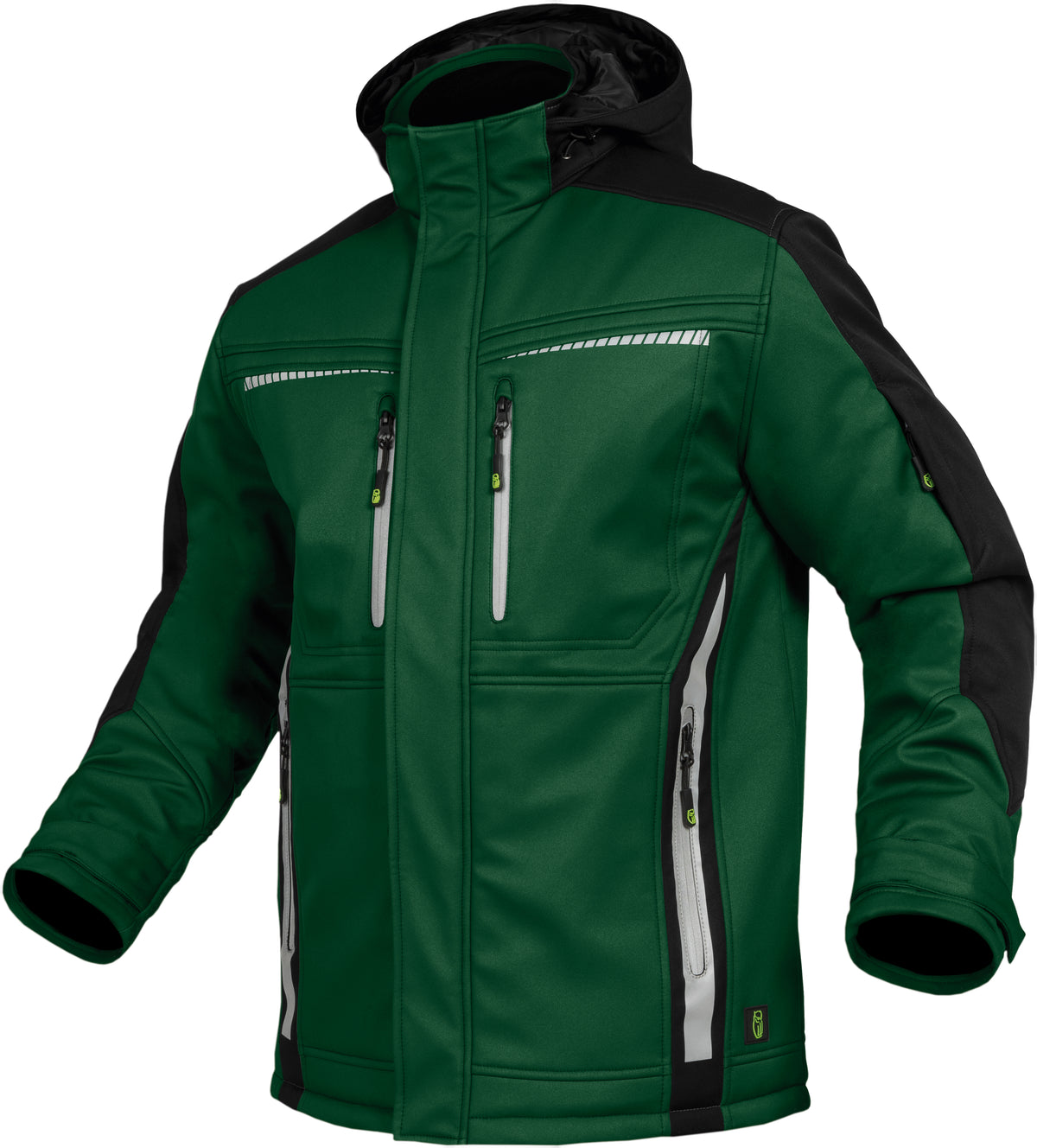 Softshelljacke mit einer TPU-Membran und Mikrofleece-Innenfutter von Leibwächter – Produkt- und Farbansicht für Textildruck und Stickerei