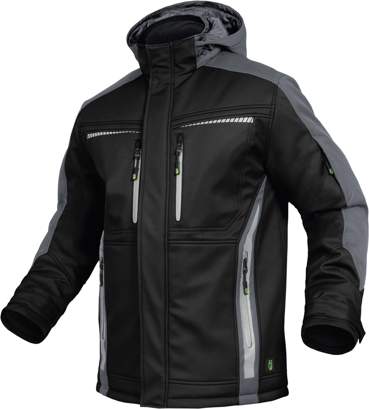 Softshelljacke mit einer TPU-Membran und Mikrofleece-Innenfutter von Leibwächter – Produkt- und Farbansicht für Textildruck und Stickerei