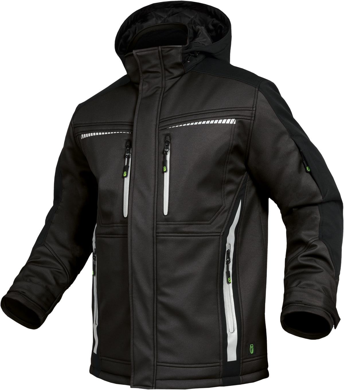 Softshelljacke mit einer TPU-Membran und Mikrofleece-Innenfutter von Leibwächter – Produkt- und Farbansicht für Textildruck und Stickerei