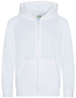 Just Hoods Kinder-Zip-Hoodie in Arctic White – mit Firmenlogo individualisierbar