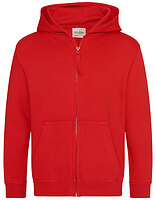 Just Hoods Kinder-Zip-Hoodie in Fire Red – mit Firmenlogo individualisierbar