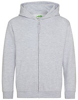 Just Hoods Kinder-Zip-Hoodie in Heather Grey – mit Firmenlogo individualisierbar