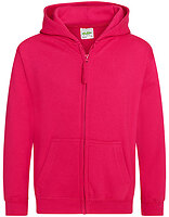 Just Hoods Kinder-Zip-Hoodie in Hot Pink – mit Firmenlogo individualisierbar