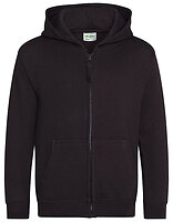 Just Hoods Kinder-Zip-Hoodie in Jet Black – mit Firmenlogo individualisierbar