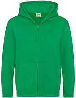 Just Hoods Kinder-Zip-Hoodie in Kelly Green – mit Firmenlogo individualisierbar