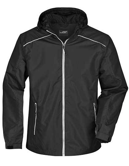Daiber Men´s Rain Jacket in Black/Silver (Solid) – mit Firmenlogo individualisierbar