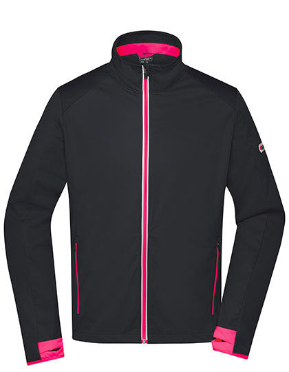 Daiber Men´s Sports Softshell Jacket in Black/Light Red – mit Firmenlogo individualisierbar