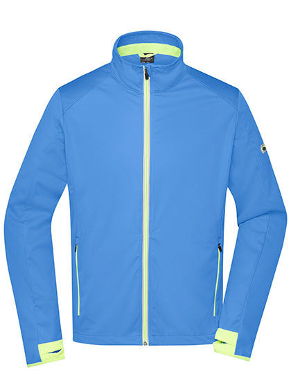 Daiber Men´s Sports Softshell Jacket in Bright Blue/Bright Yellow – mit Firmenlogo individualisierbar