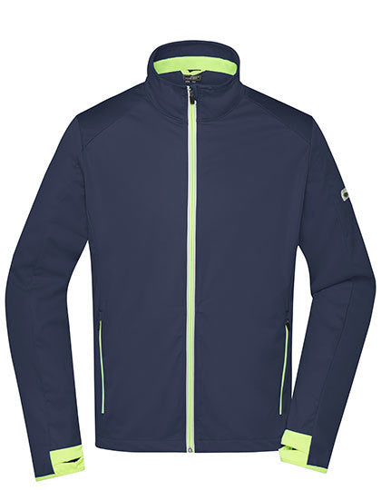 Daiber Men´s Sports Softshell Jacket in Navy/Bright Yellow – mit Firmenlogo individualisierbar