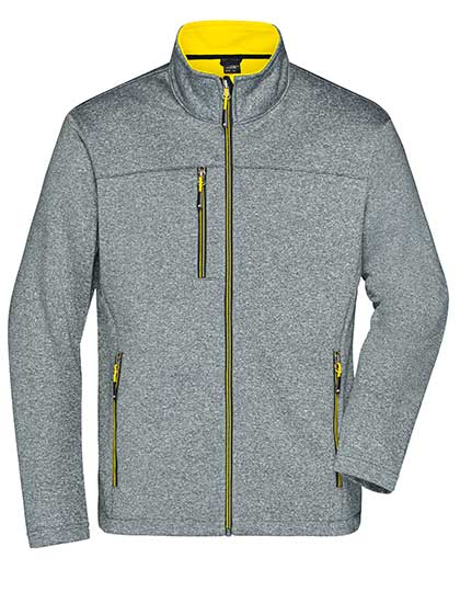 Melange Softshell-Jacke mit Fleece-Innenseite von Daiber – Produkt- und Farbansicht für Textildruck und Stickerei