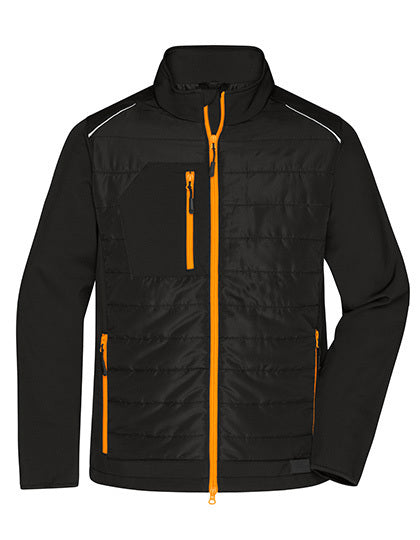 Daiber Men´s Hybrid Jacket in Black/Neon Orange – mit Firmenlogo individualisierbar