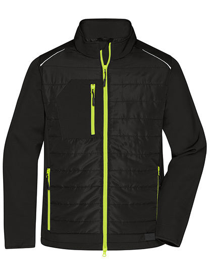 Daiber Men´s Hybrid Jacket in Black/Neon Yellow – mit Firmenlogo individualisierbar