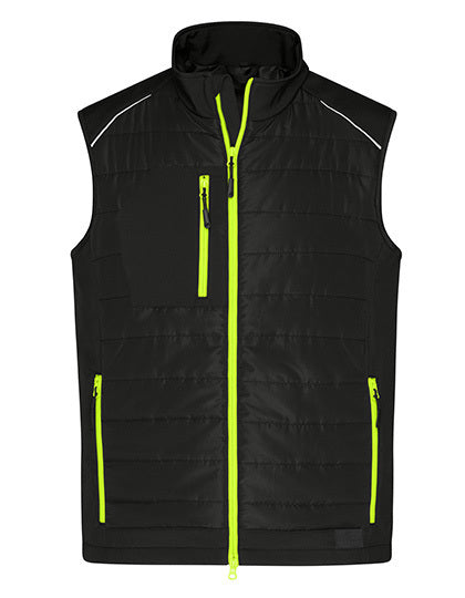 Daiber Men´s Hybrid Vest in Black/Neon Yellow – mit Firmenlogo individualisierbar
