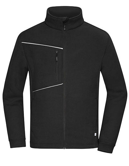 Daiber Fleece Jacket - Corduroy Look in Black – mit Firmenlogo individualisierbar