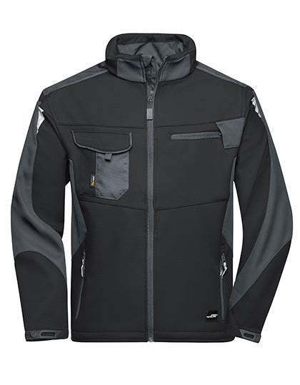 Daiber Workwear Softshell Jacket -STRONG- in Black/Carbon – mit Firmenlogo individualisierbar