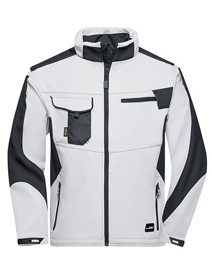 Daiber Workwear Softshell Jacket -STRONG- in White/Carbon – mit Firmenlogo individualisierbar