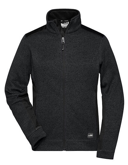 Daiber Ladies´ Knitted Workwear Fleece Jacket -STRONG- in Black/Black – mit Firmenlogo individualisierbar