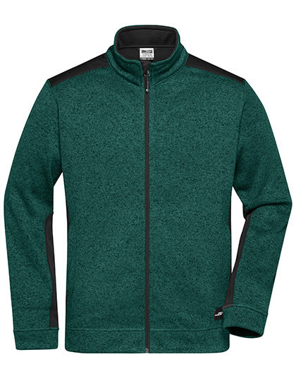 Daiber Men´s Knitted Workwear Fleece Jacket -STRONG- JN862 in Dark Green Melange