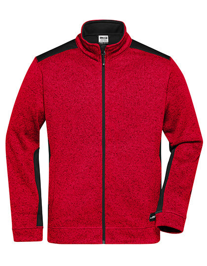 Daiber Men´s Knitted Workwear Fleece Jacket -STRONG- JN862 in Red Melange