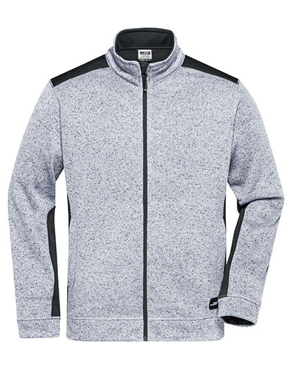 Daiber Men´s Knitted Workwear Fleece Jacket -STRONG- JN862 in White Melange