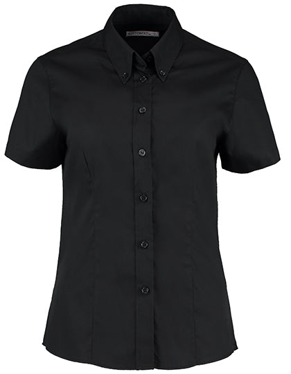 Kustom Kit Women´s Tailored Fit Corporate Oxford Shirt Short Sleeve K701 in Black