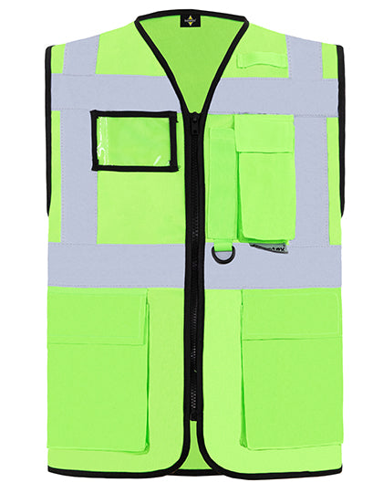 Korntex Executive Multifunctional Safety Vest Berlin KX802 in Lime Green