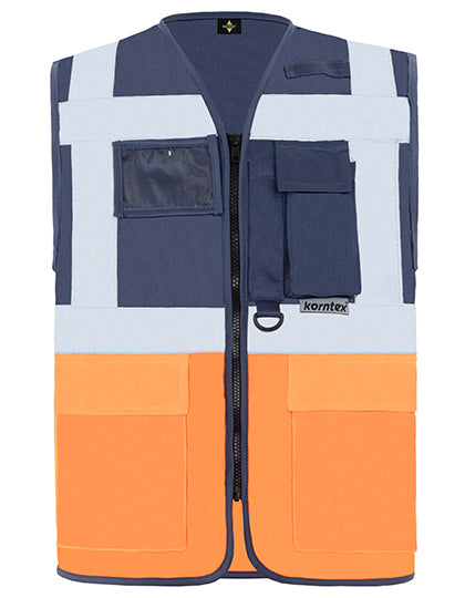 Korntex Executive Multifunctional Safety Vest Berlin KX802 in Navy / Orange