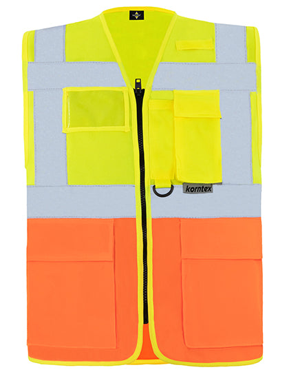 Korntex Executive Multifunctional Safety Vest Berlin KX802 in Signal Yellow / Signal Orange