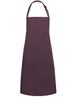 Karlowsky Latzschürze Basic mit Tasche und Schnalle in Aubergine (ca. Pantone 5185C) – mit Firmenlogo individualisierbar