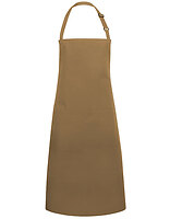 Karlowsky Latzschürze Basic mit Tasche und Schnalle in Camel (ca. Pantone 7504C) – mit Firmenlogo individualisierbar