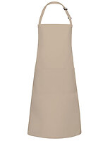 Karlowsky Latzschürze Basic mit Tasche und Schnalle in Sand (ca. Pantone 7529C) – mit Firmenlogo individualisierbar