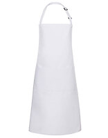 Karlowsky Latzschürze Basic mit Tasche und Schnalle in White – mit Firmenlogo individualisierbar