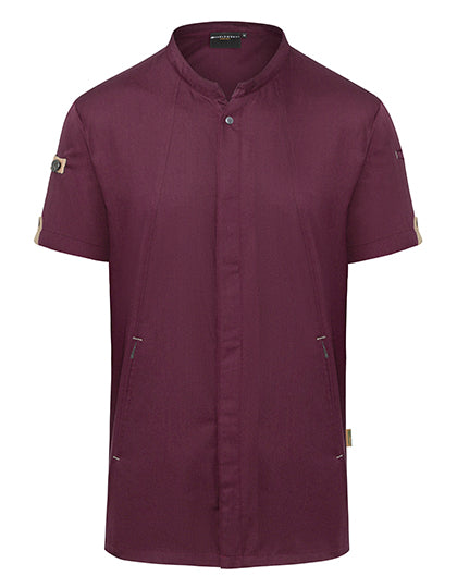 Karlowsky Kurzarm Kochjacke Green-Generation KY052 in Aubergine (ca. Pantone 5185C)
