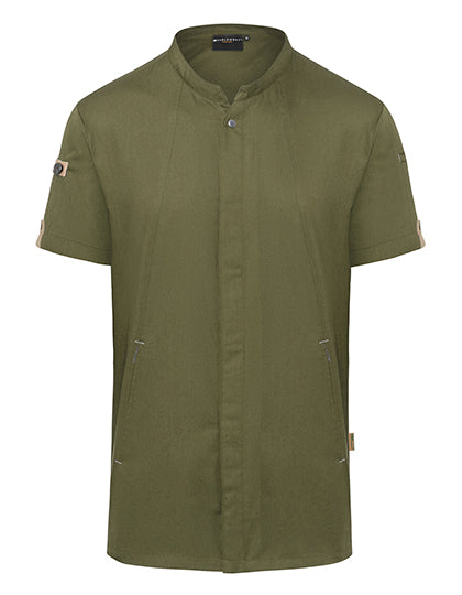 Karlowsky Kurzarm Kochjacke Green-Generation KY052 in Moss Green (ca. Pantone 7764C)