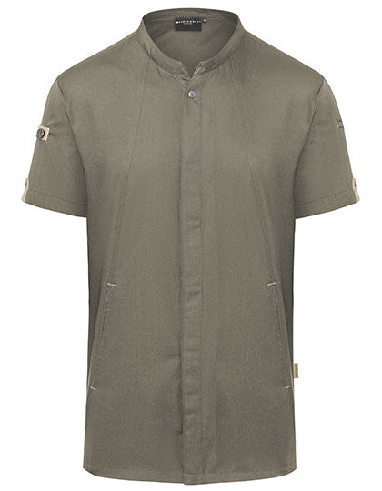 Karlowsky Kurzarm Kochjacke Green-Generation KY052 in Sage (ca. Pantone 416C)