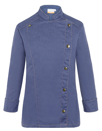 Damen Kochjacke Jeans-Style von Karlowsky – Produkt- und Farbansicht für Textildruck und Stickerei