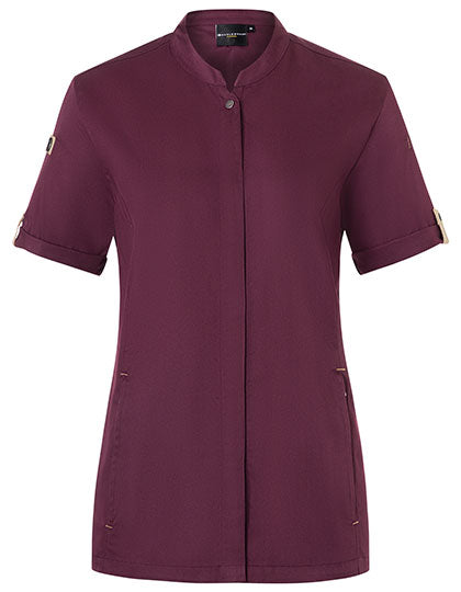 Karlowsky Damenkochjacke Green-Generation Kurzarm KY135 in Aubergine (ca. Pantone 5185C)