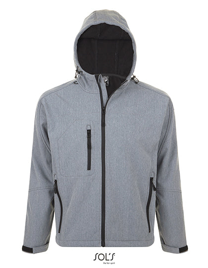 SOL´S Men´s Hooded Softshell Jacket Replay in Grey Melange – mit Firmenlogo individualisierbar