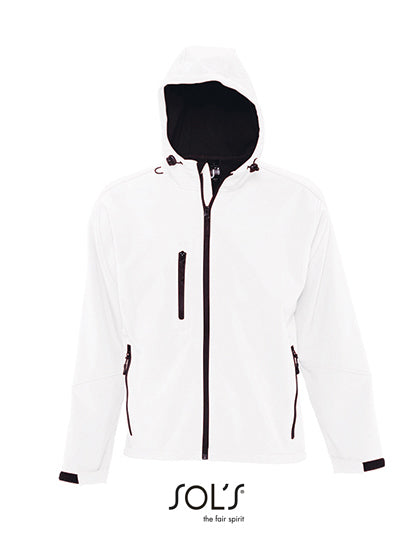 SOL´S Men´s Hooded Softshell Jacket Replay in White – mit Firmenlogo individualisierbar