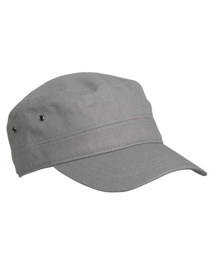 Militärisch inspiriertes 3-Panel-Cap aus Baumwollcanvas von Daiber – Produkt- und Farbansicht für Textildruck und Stickerei