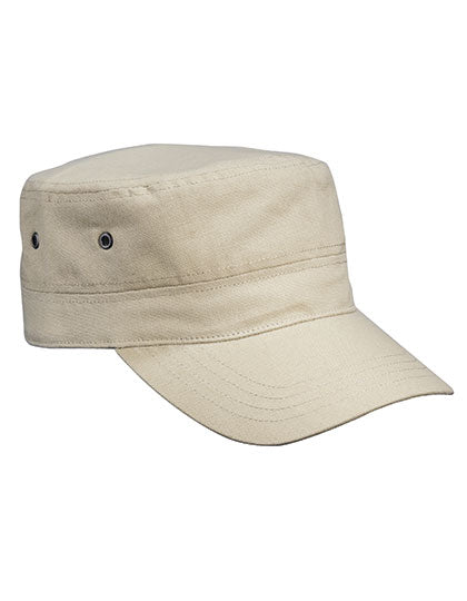 Militärisch inspiriertes 3-Panel-Cap aus Baumwollcanvas von Daiber – Produkt- und Farbansicht für Textildruck und Stickerei